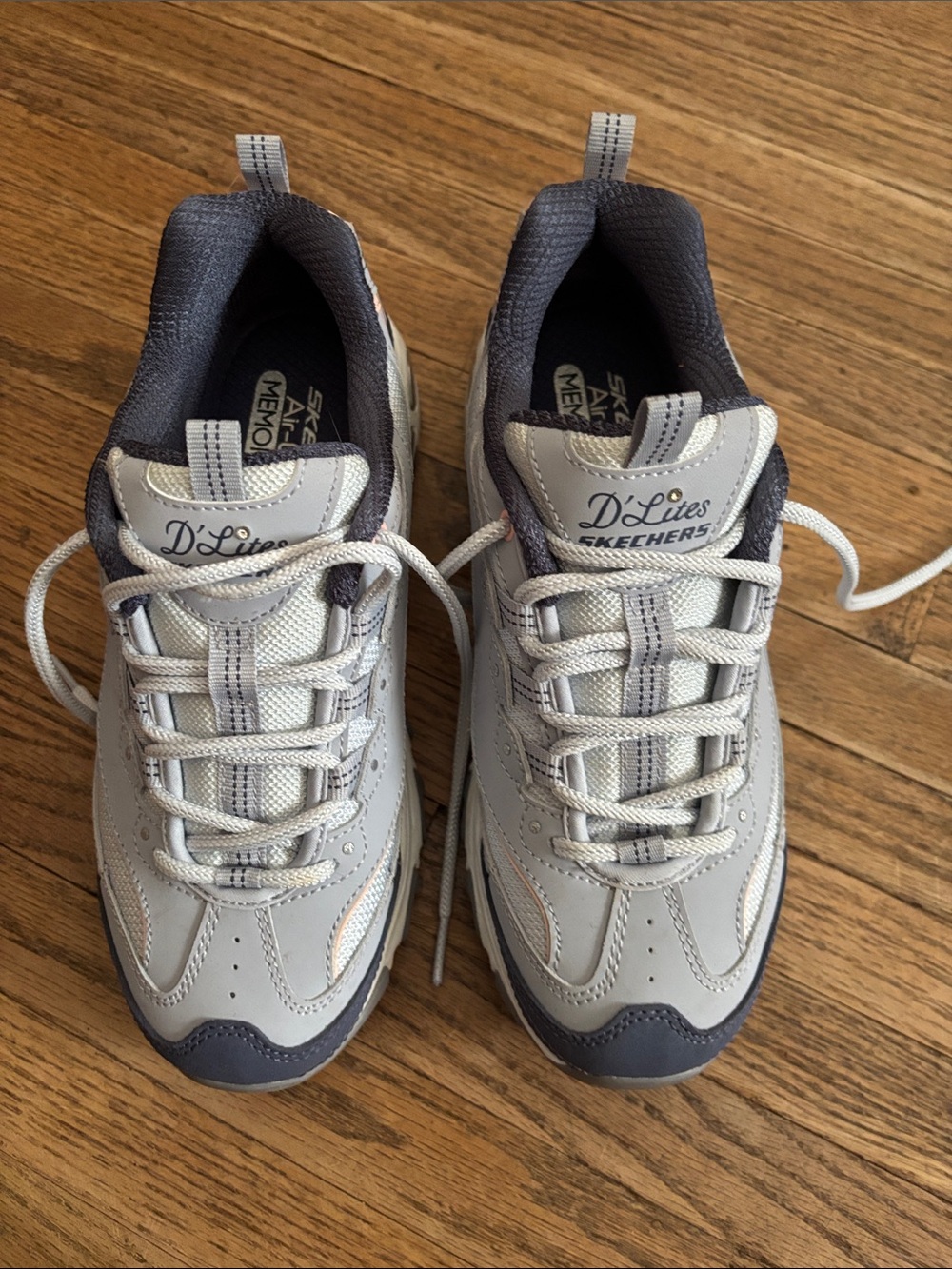Skechers D'Lites Women’s Athletic Sneakers in Light Gray and Navy